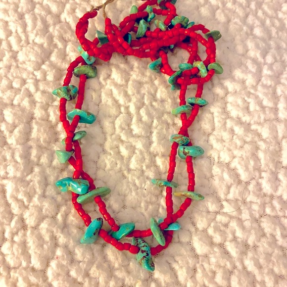 CORAL AND TURQUOISE NECKLACE - Picture 2 of 6